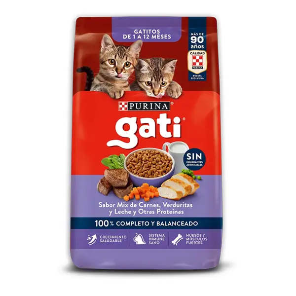 Purina gati gatitos mix de carnes, verduritas y leche