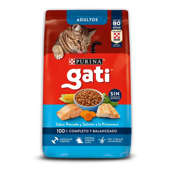 Purina gati pescado y salmon a la primavera para gatos adultos